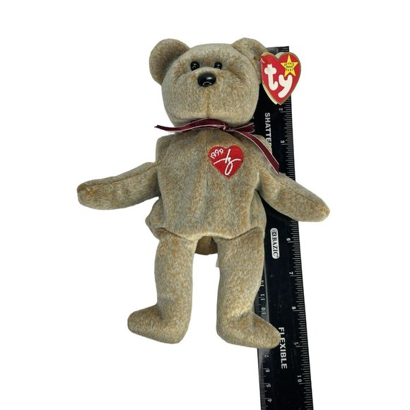 Ty 1999 Signature Bear Beanie Baby With Tag Vintage 9” Plush Bear With Heart Tag - Picture 5 of 10